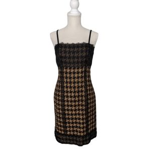 Etcetera Black and Gold Houndstooth Cocktail Dress (4)